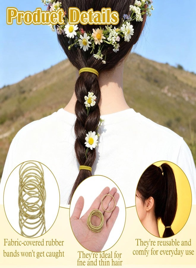 DOPENSPI 100 Pcs Small Gold Hair Ties, Shimmer Thin Elastic Hair Bands Rubberbands 3mm Mini Ropes Rubber Elastic Bands Ponytail Accessories for Women - Image 4